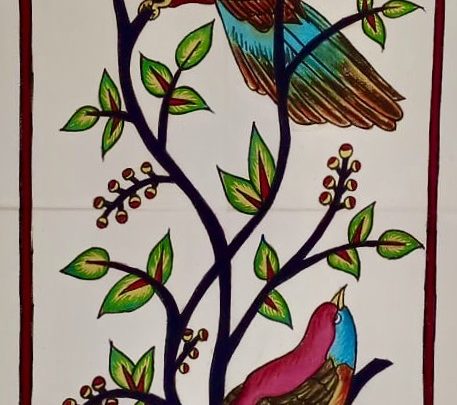 Arbre de vie noir AE11 (120x32) - Kalamkari