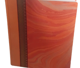 Grand carnet de note bandeau orange fait main