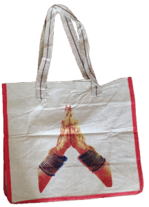 Sac cabas indien namasté ouvert en toile épaisse de coton