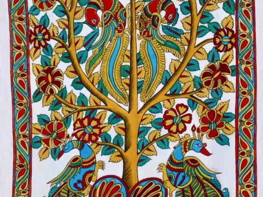 Arbre de vie 2 paons AH1 (89x59) - Kalamkari