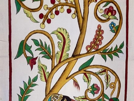 Arbre de vie + femme sari AH2b (100x39) - Kalamkari