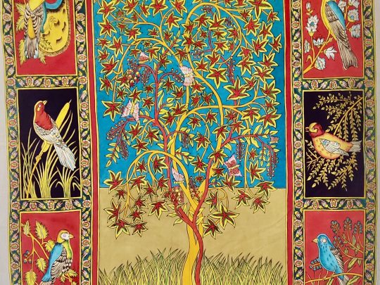 Arbre de vie + oiseau frise AH4 (359x149) - Kalamkari