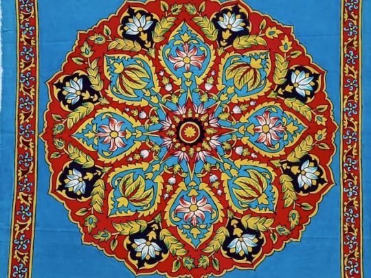 Mandala fond bleu BB1 (85x90) - Kalamkari
