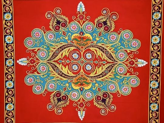 Mandala fond rouge BC2 (113x104) - Kalamkari