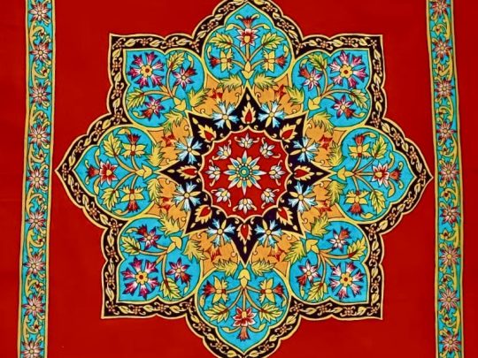 Mandala fond rouge BC4 (97x96) - Kalamkari