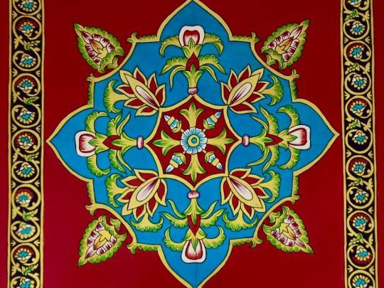 Mandala fond rouge BC7 (87x86) - Kalamkari
