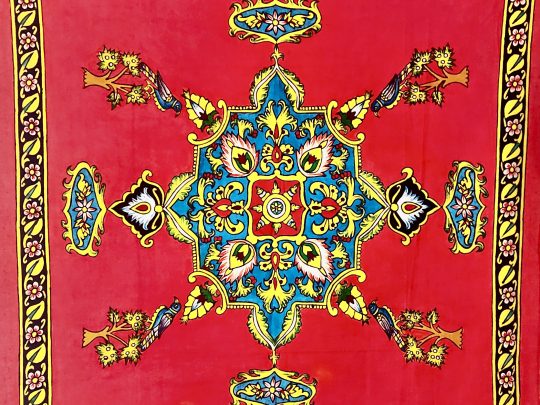Mandala fond rouge BC9 (89x90) - Kalamkari