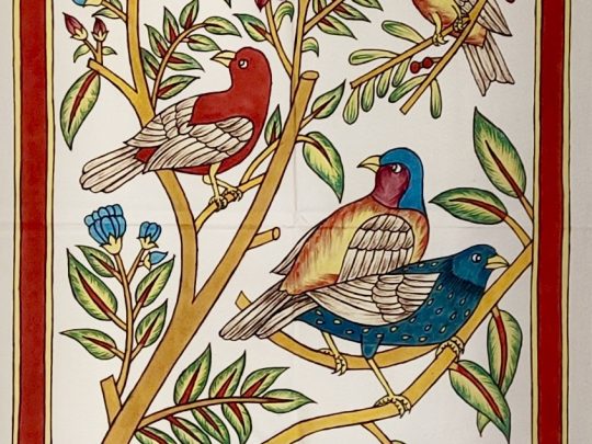 Oiseaux et arbre C10 (88x56) - Kalamkari