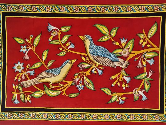 Oiseaux fond rouge C12 (94x63) - Kalamkari