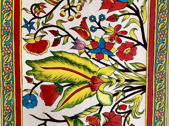 Oiseaux sur arbres C13 (189x60) - Kalamkari