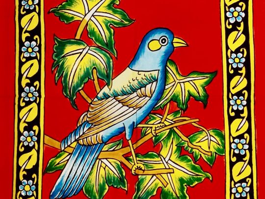 Oiseaux fond rouge C14 (90x57) - Kalamkari