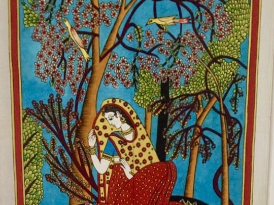 Femmes et arbre F2 (121x69) - Kalamkari