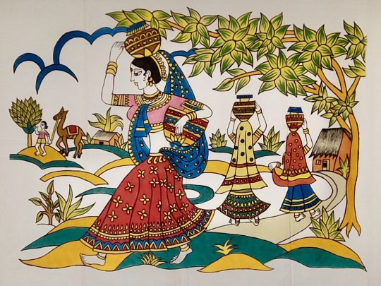 Femmes et jarres F21 (67x56) - Kalamkari
