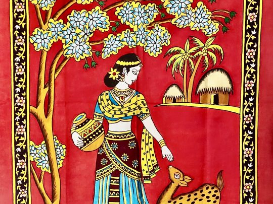 Femme et biche F25 (104x68) - Kalamkari