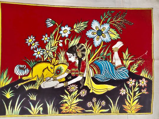 Femme et faon F3 (75x57) - Kalamkari