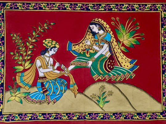 Krishna et Radha K4a (93x66) - Kalamkari