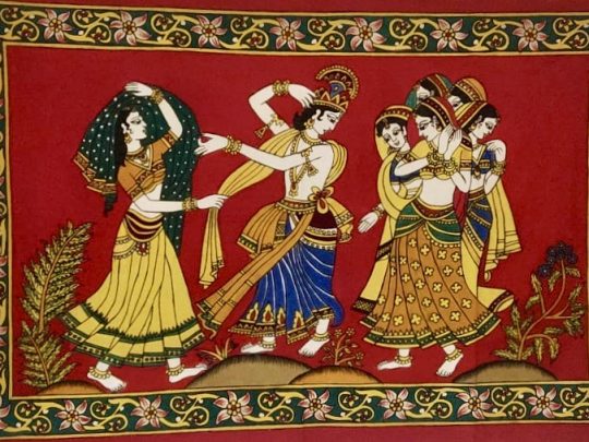 Krishna et Gopies K7a (104x67) - Kalamkari
