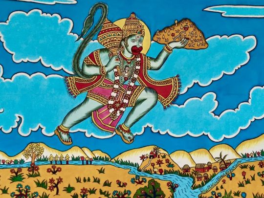 Hanuman V4 (111x69) - Kalamkari