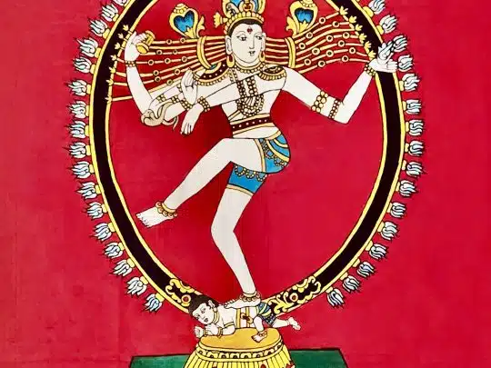 Nataraja fond rouge V7b (99x85) - Kalamkari