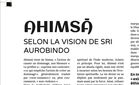 Ahimsā selon la vision de Sri Aurobindo Ahimsā selon la vision de Sri Aurobindo